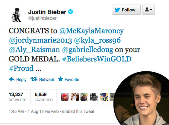 Olympic Tweets, Justin Bieber Olympic Tweets, Justin Bieber
